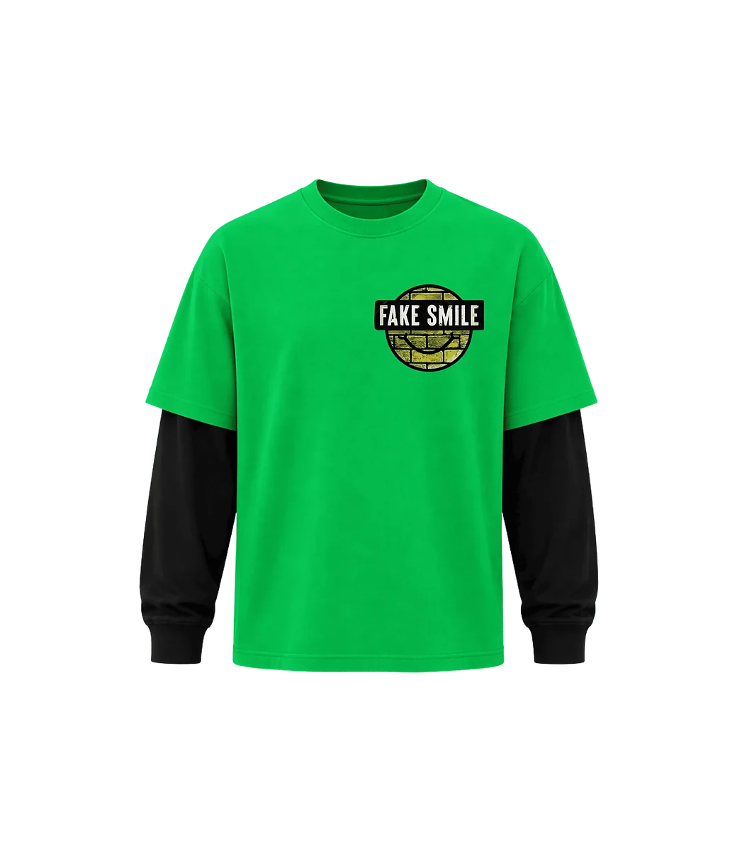 Forest Two-Tone Long Sleeve — front view, FakeSmile streetwear