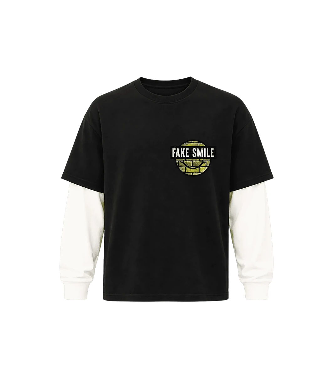 Onyx Two-Tone Long Sleeve — front view, FakeSmile streetwear