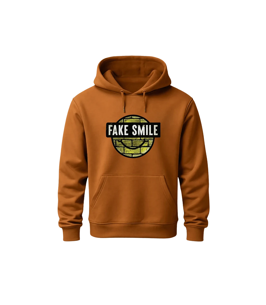 Sunset Brick Hoodie — front view, FakeSmile streetwear