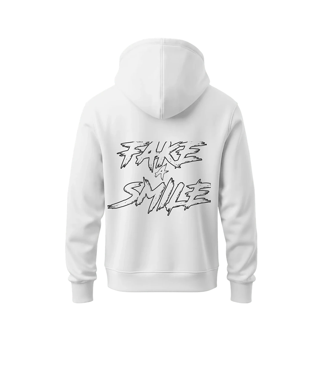 Cloud Brick Hoodie — back view, FakeSmile streetwear