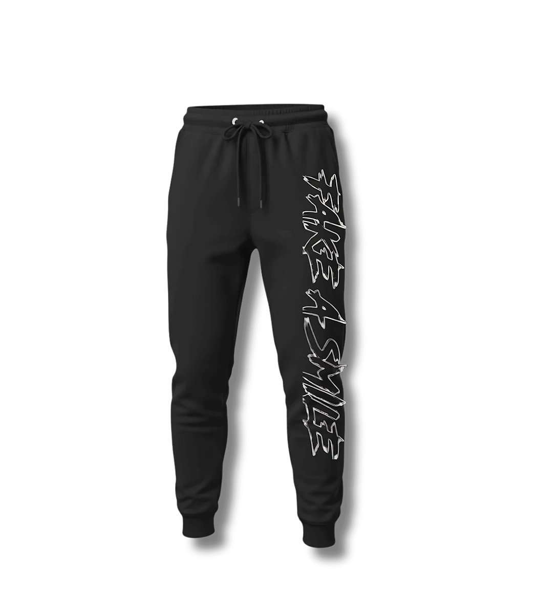 Midnight Signature Joggers — front view, FakeSmile streetwear