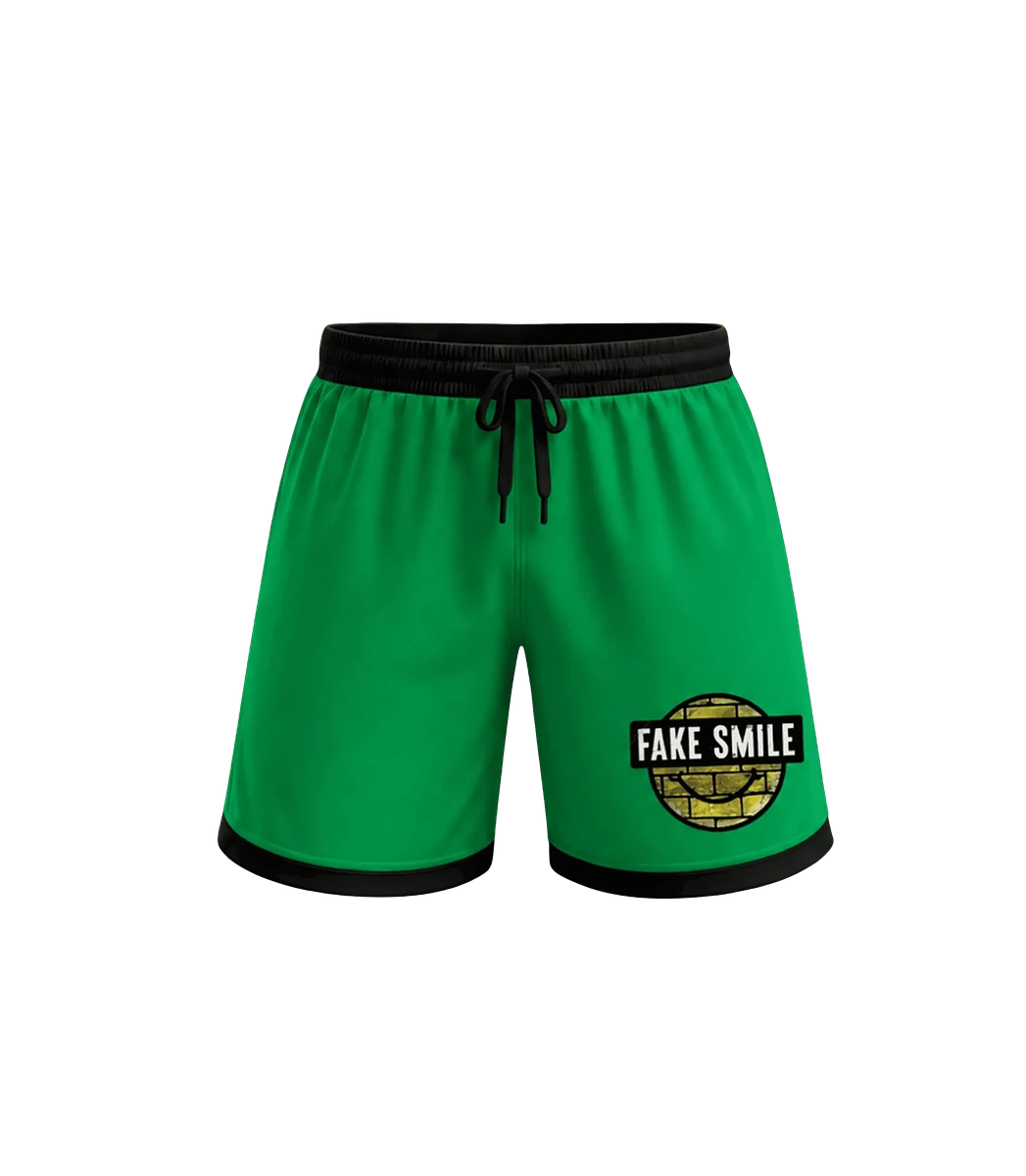 Forest Court Shorts — front view, FakeSmile streetwear