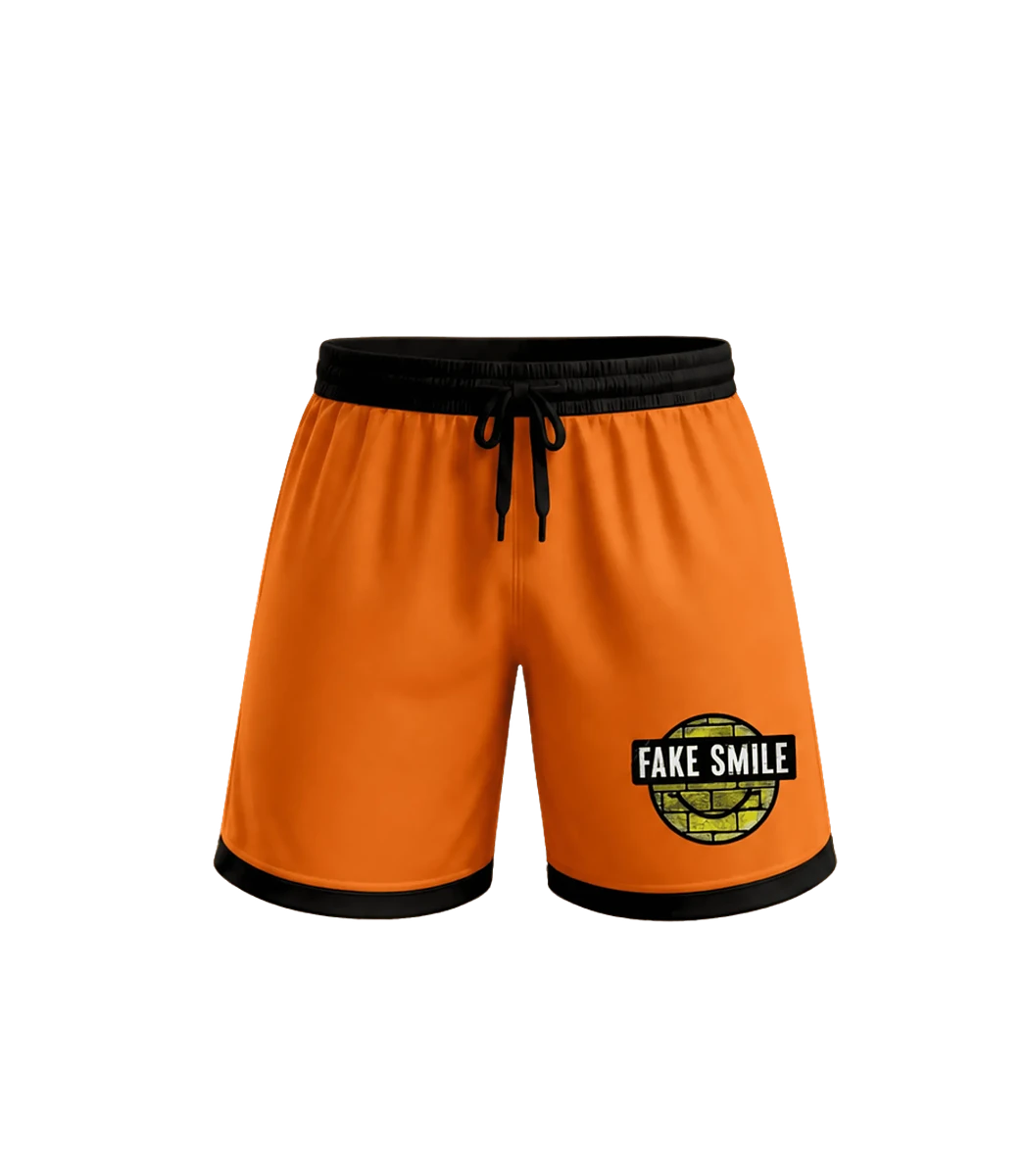 Sunset Court Shorts — front view, FakeSmile streetwear
