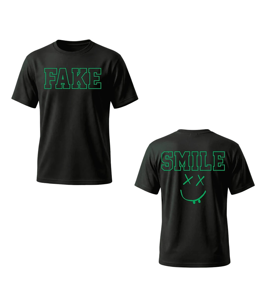 Midnight Echo Tee worn as a full FakeSmile outfit
