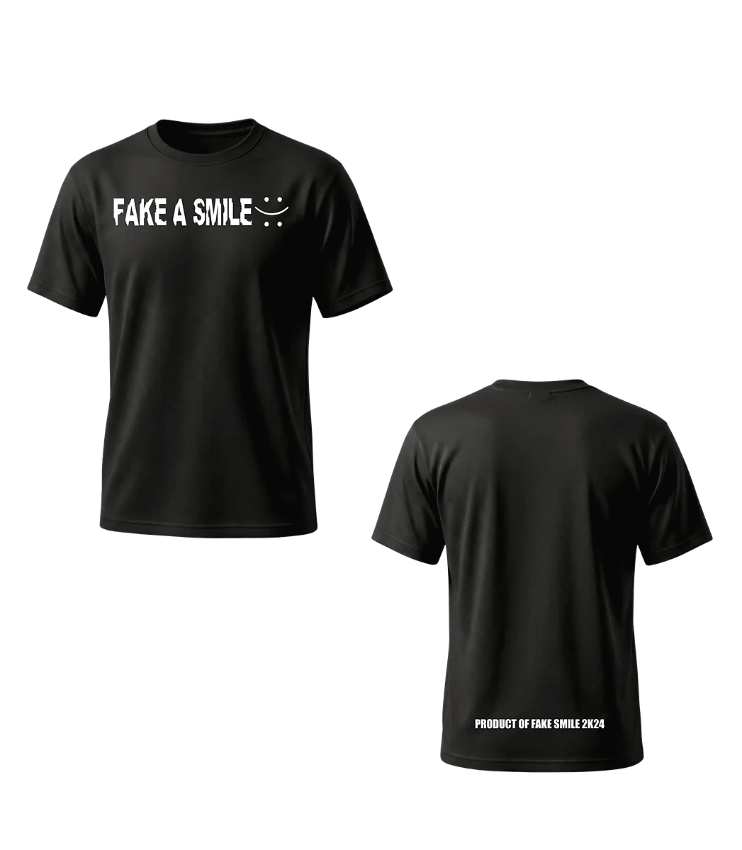 Charcoal Anthem Tee worn as a full FakeSmile outfit