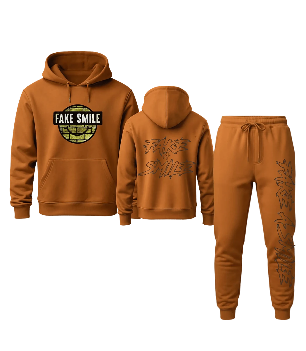 Sunset Brick Hoodie worn as a full FakeSmile outfit
