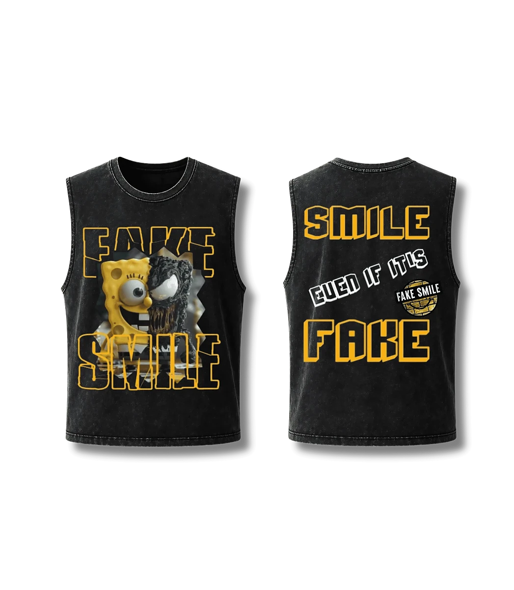 Twin Faces Tank worn as a full FakeSmile outfit