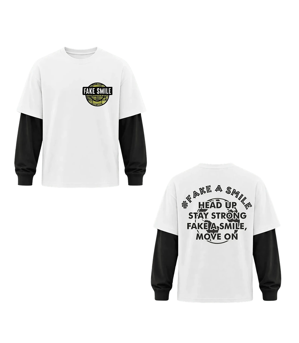Ivory Two-Tone Long Sleeve worn as a full FakeSmile outfit