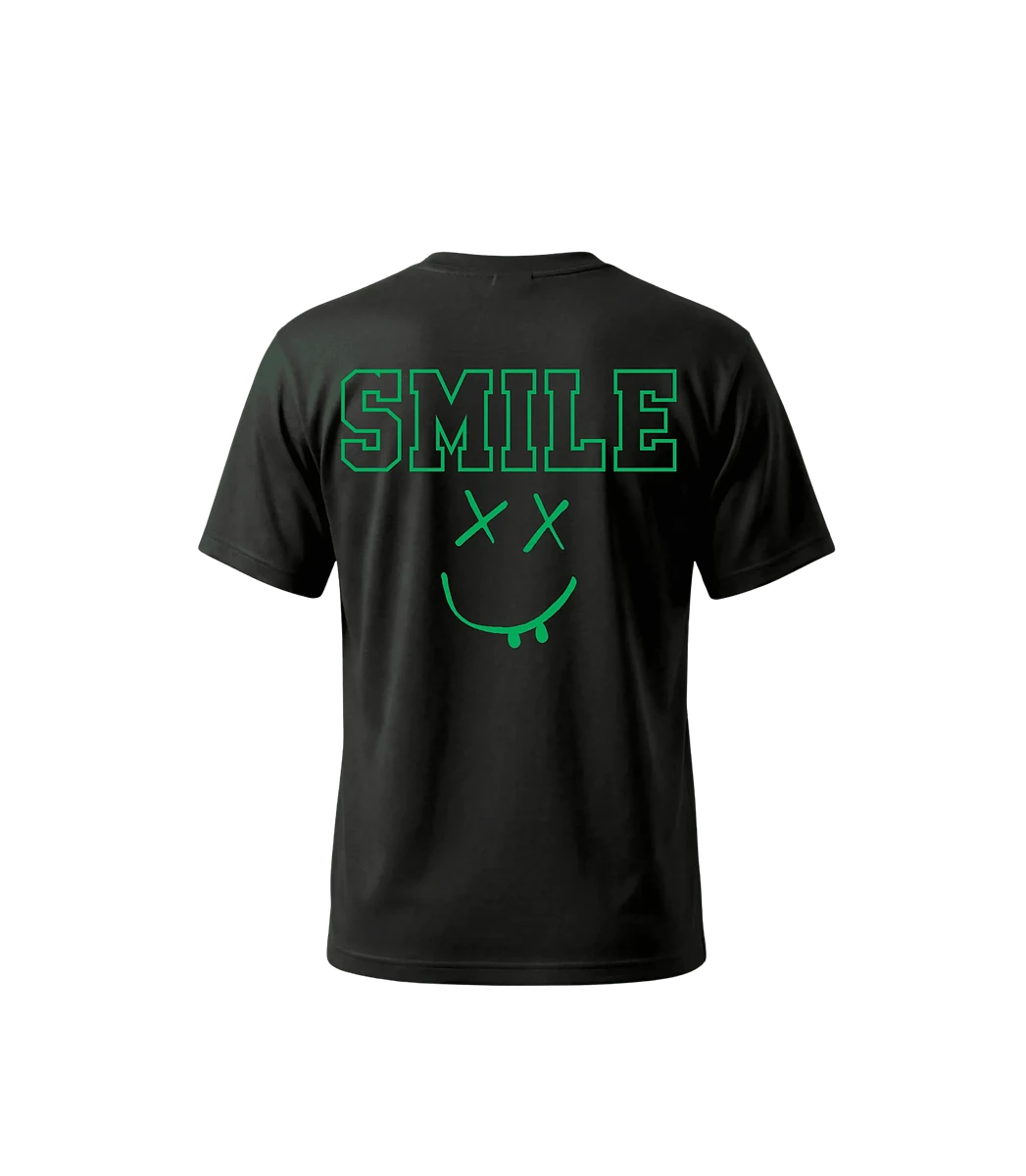 Midnight Echo Tee — back view, FakeSmile streetwear