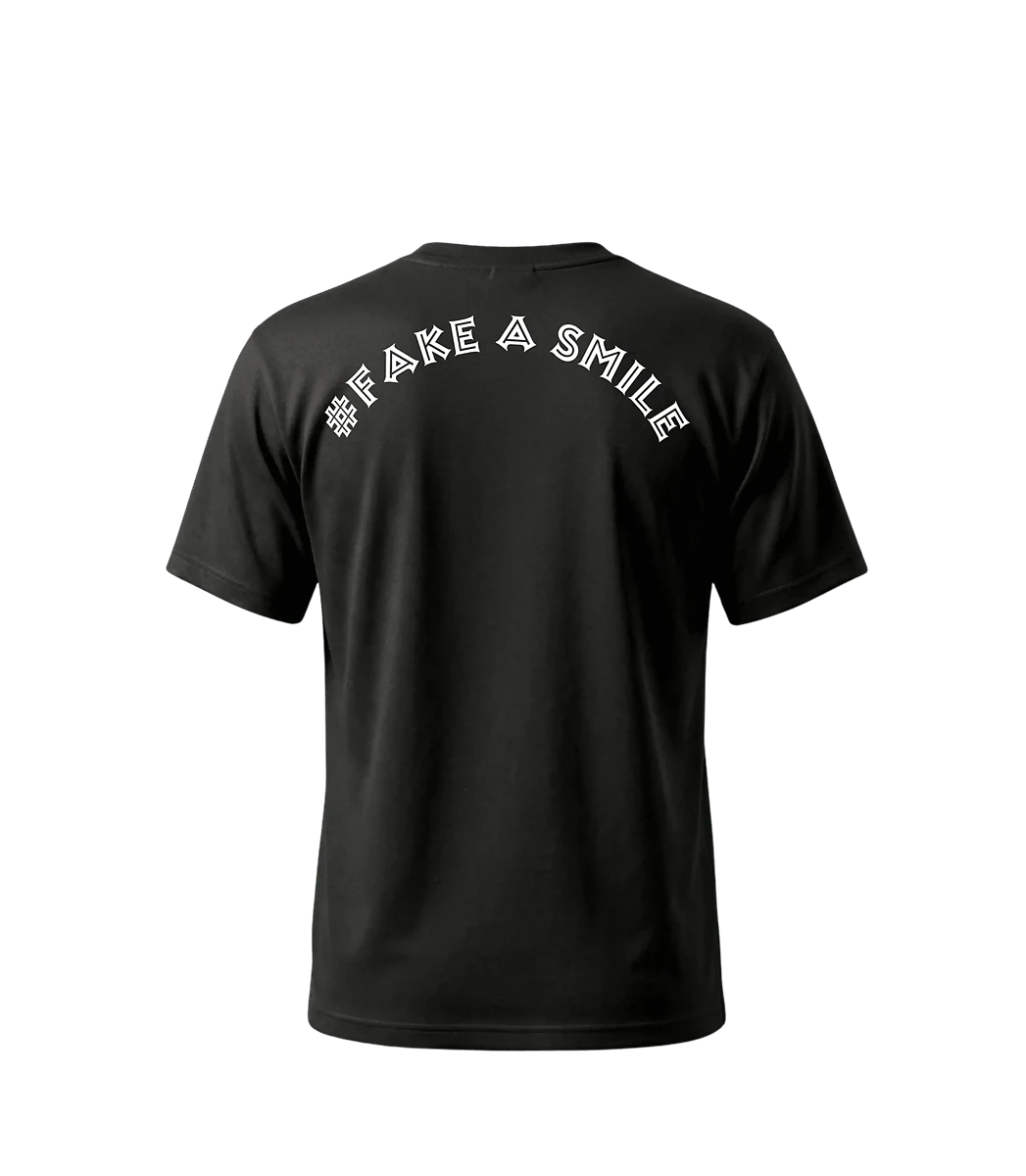 Stone Anthem Tee — back view, FakeSmile streetwear