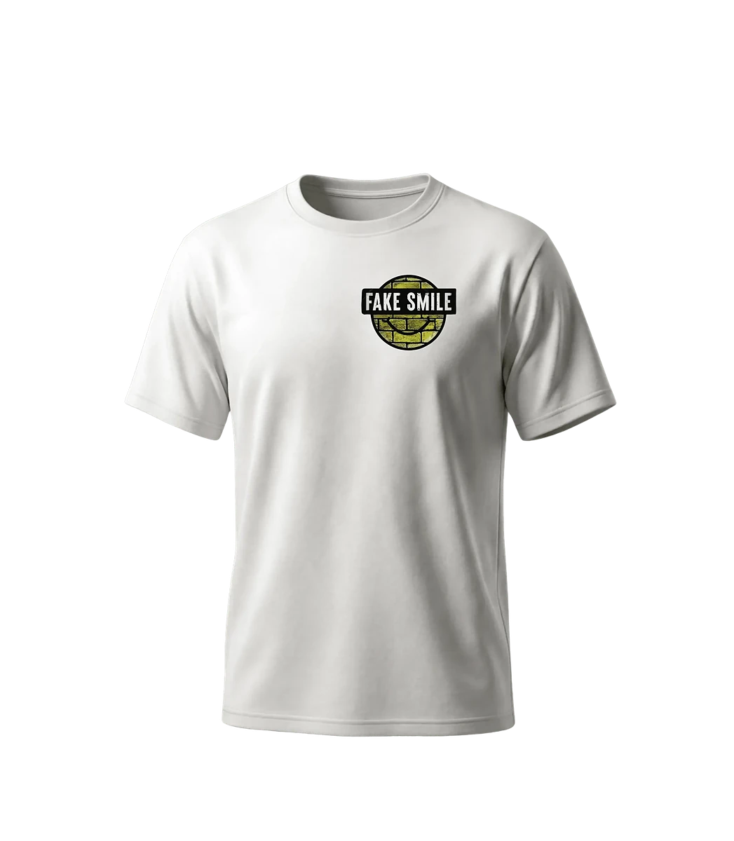 Crimson Anthem Tee — front view, FakeSmile streetwear