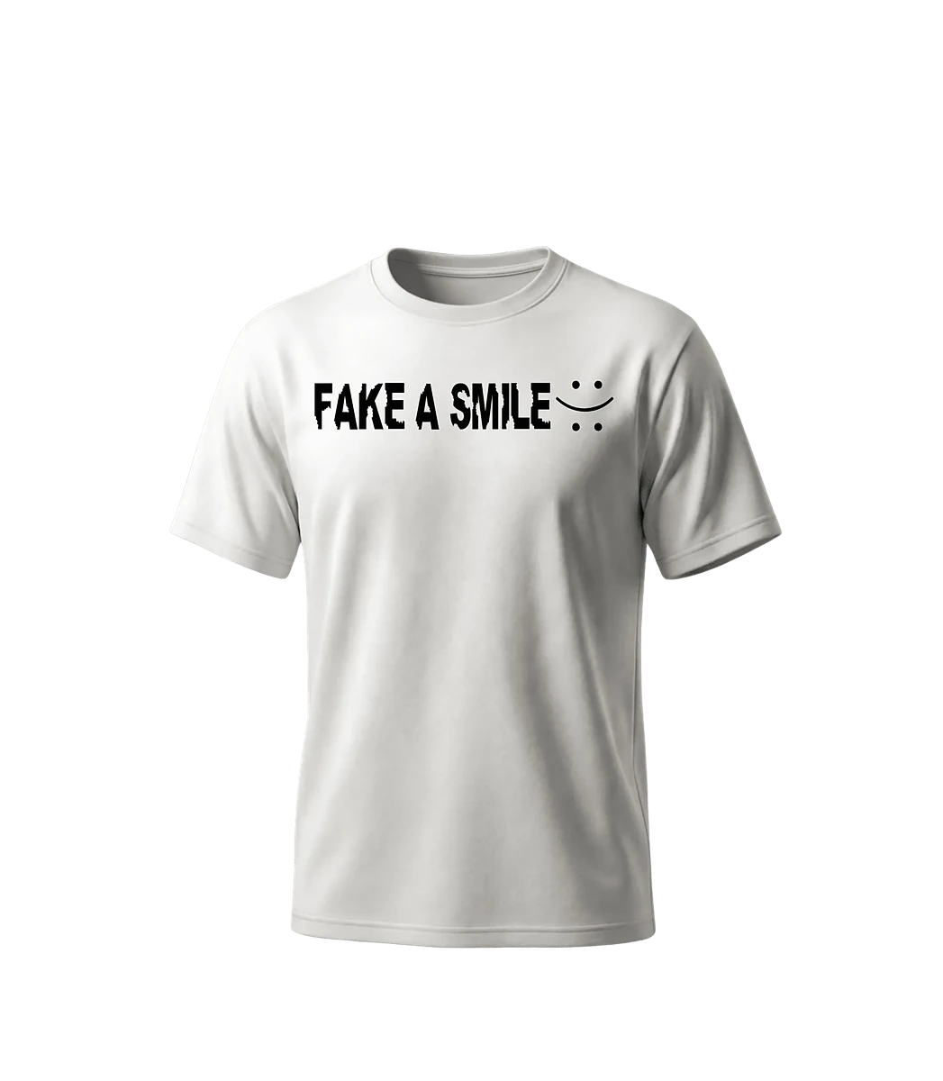 Sand Echo Tee — front view, FakeSmile streetwear